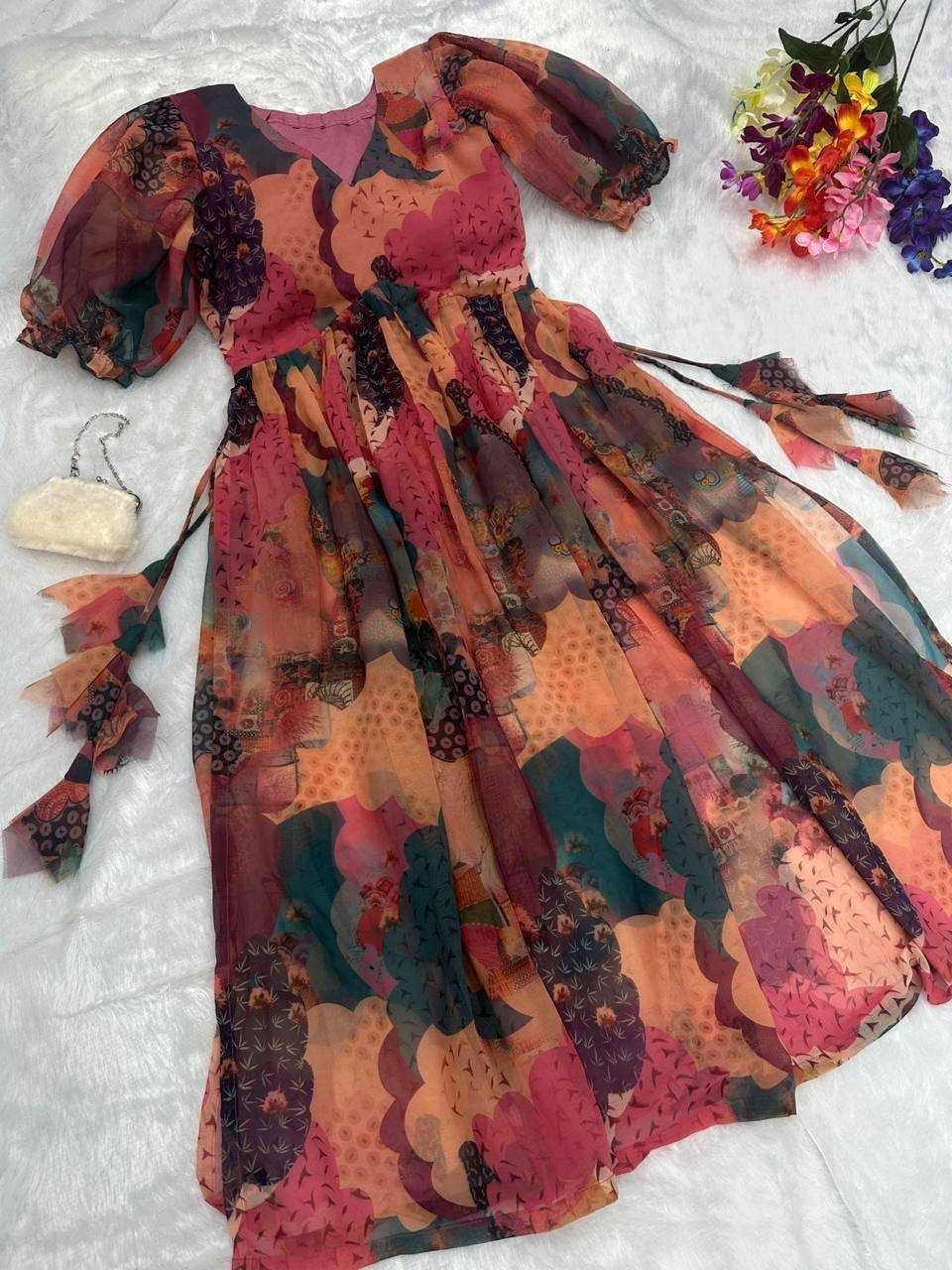 Ynf Georgette KESH434 MCN87 Kurti Wholesale Printed Kurtis Georgette Kurti Side Slit Kurtis Manufacturer- Kapda Export