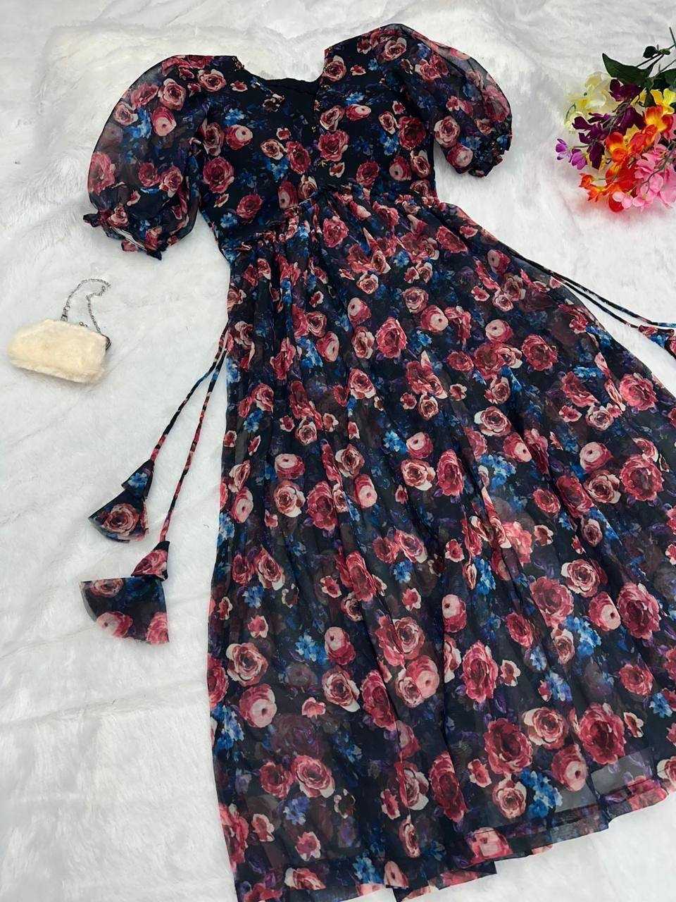 Ynf Georgette KESH434 MCN87 Kurti Wholesale Printed Kurtis Georgette Kurti Side Slit Kurtis Manufacturer- Kapda Export