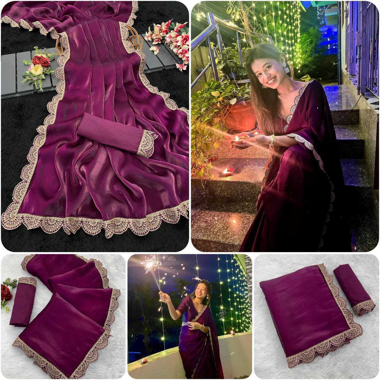 Ynf Jimmy Choo KESH464 WINE Sarees Diwali Collections Festive Collections Wholesale Jimmy Choo Sarees Fancy Sarees Festive Sarees Manufacturer- Kapda Export