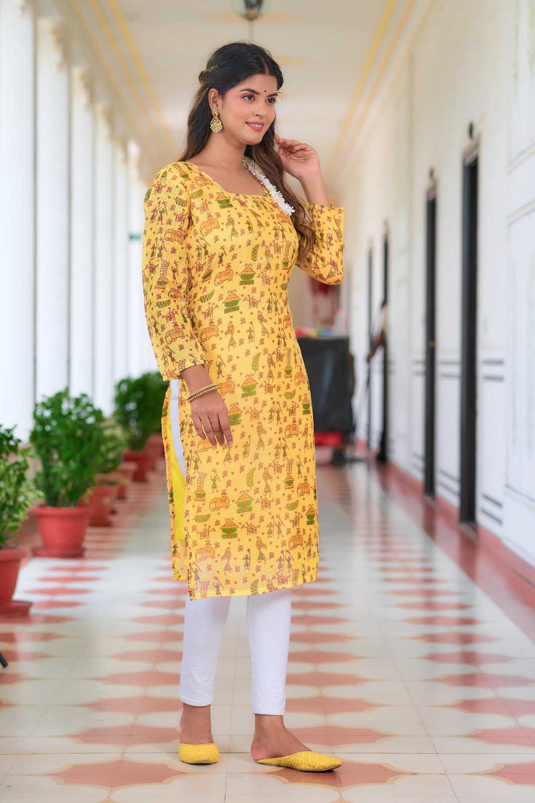 Ynf Kota Checks KESH243 1037 Kurti Wholesale Festive Kurtis Fancy Kurti Yellow Kurtis Manufacturer- Kapda Export
