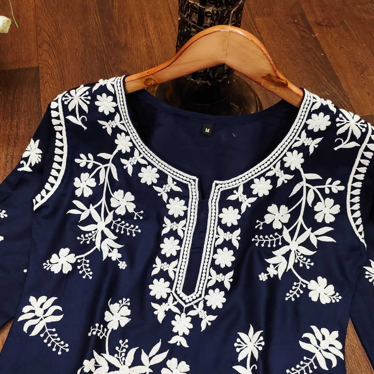 Ynf Rayon KESH243 1040 Kurti Wholesale Embroidered Kurtis Chikan Kurti Kurti With Palazzo Manufacturer- Kapda Export