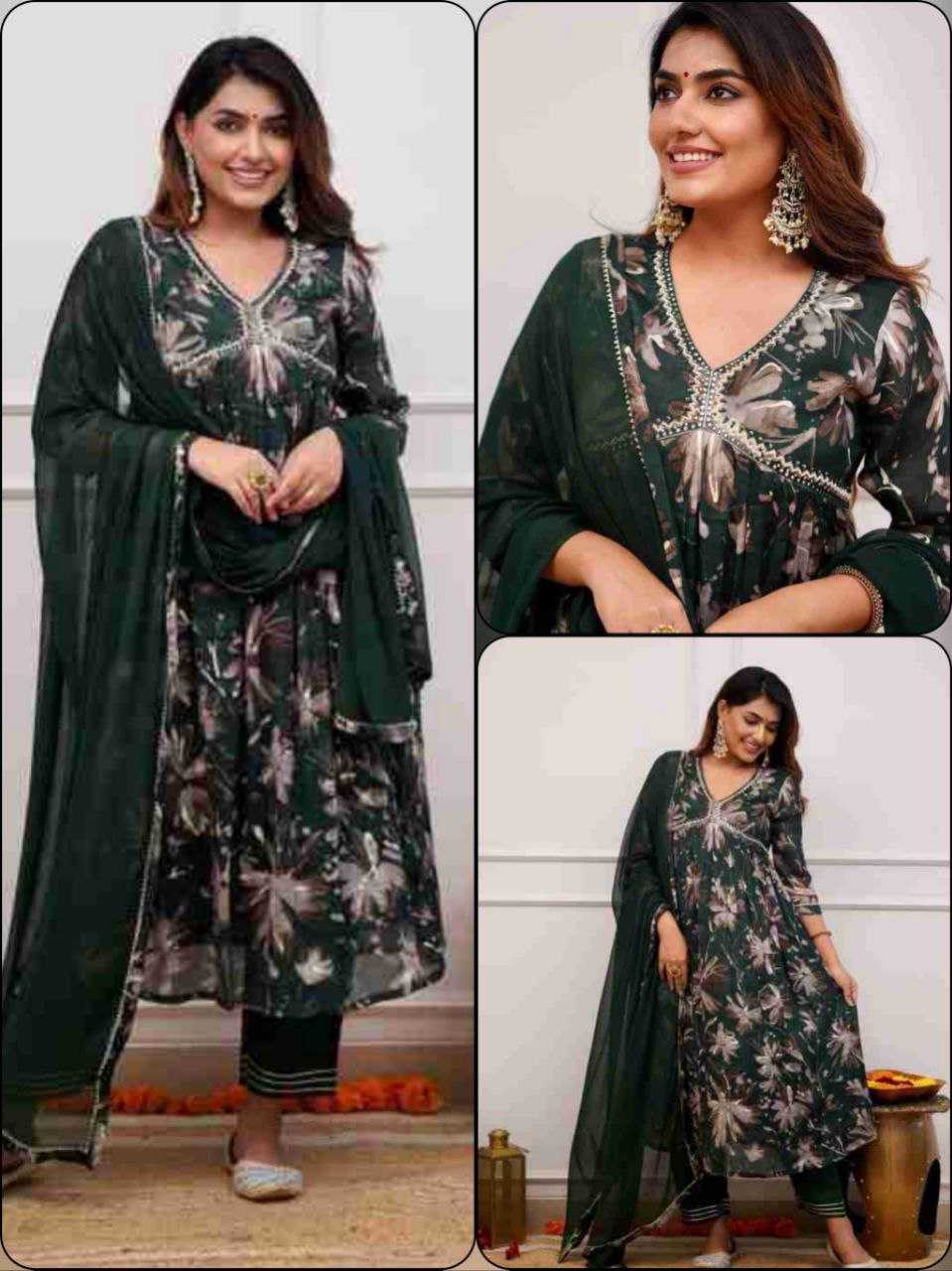 Ynf Rayon KESH354 GRM108 Suits & Dresses Wholesale Alia Cut Suits Embroidery Suits Cotton Suits Manufacturer- Kapda Export