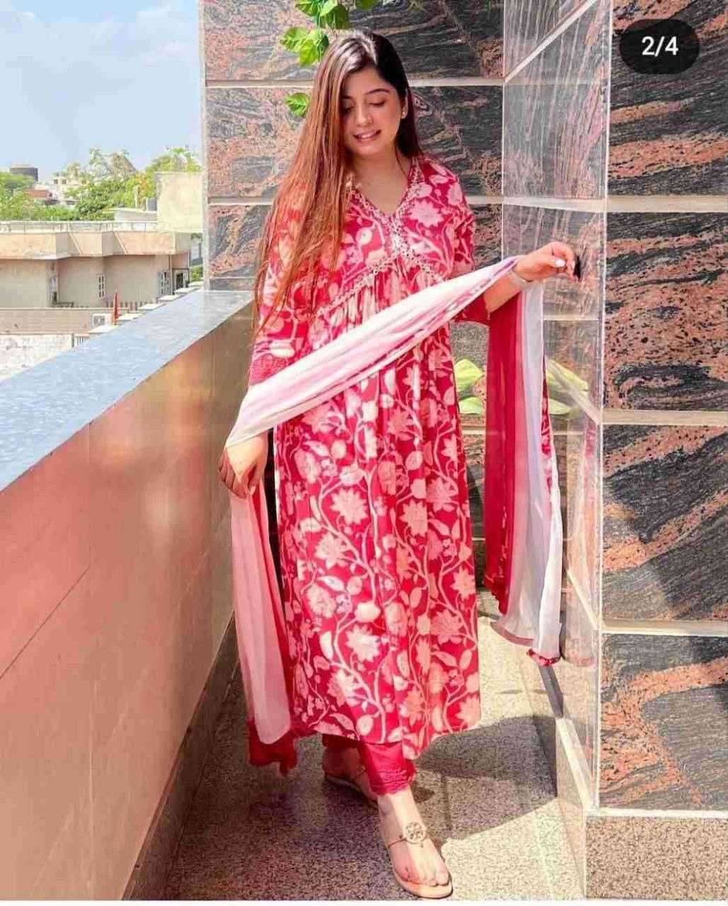 Ynf Rayon KESH354 GRM45 Suits & Dresses Wholesale Alia Cut Suits Embroidery Suits Cotton Suits Manufacturer- Kapda Export