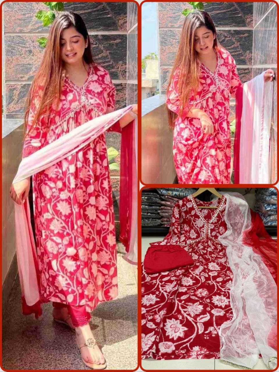 Ynf Rayon KESH354 GRM45 Suits & Dresses Wholesale Alia Cut Suits Embroidery Suits Cotton Suits Manufacturer- Kapda Export