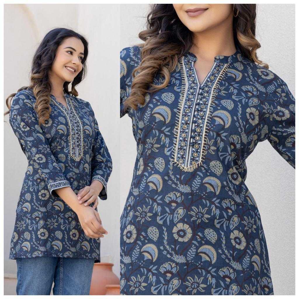 Ynf Soft Cotton KESH443 Cotton High Neck Kurti Wholesale Cotton Kurtis Handloom Kurtis Buttoned Kurtis Manufacturer- Kapda Export