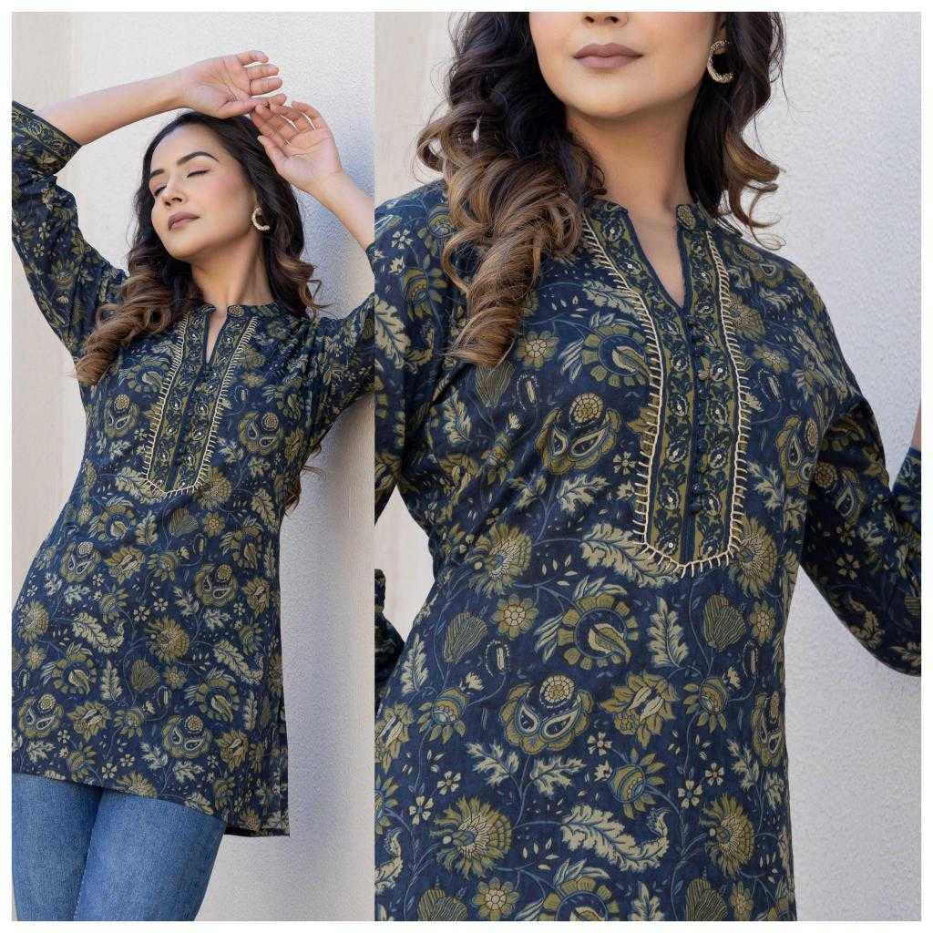 Ynf Soft Cotton KESH443 Cotton High Neck Kurti Wholesale Cotton Kurtis Handloom Kurtis Buttoned Kurtis Manufacturer- Kapda Export