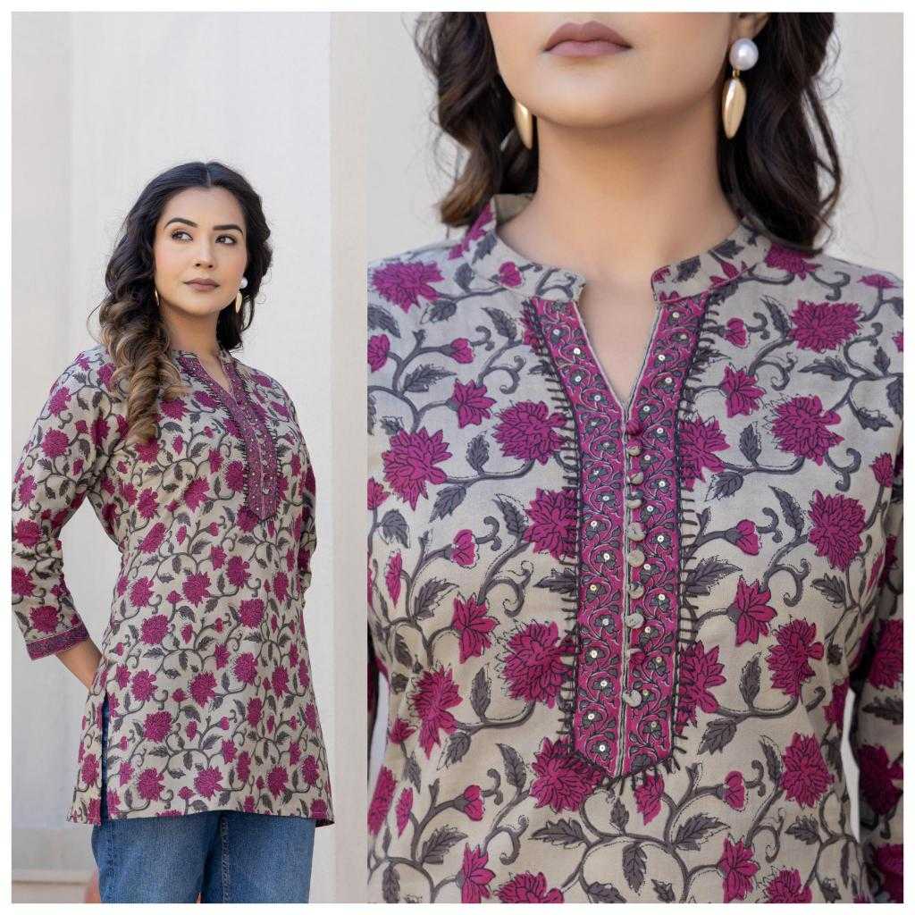 Ynf Soft Cotton KESH443 Cotton High Neck Kurti Wholesale Cotton Kurtis Handloom Kurtis Buttoned Kurtis Manufacturer- Kapda Export