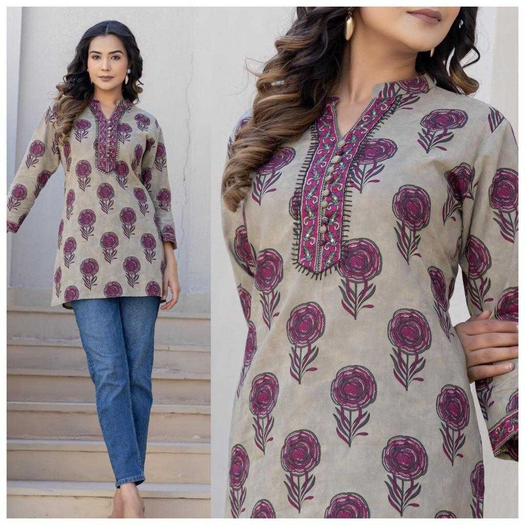 Ynf Soft Cotton KESH443 Cotton High Neck Kurti Wholesale Cotton Kurtis Handloom Kurtis Buttoned Kurtis Manufacturer- Kapda Export