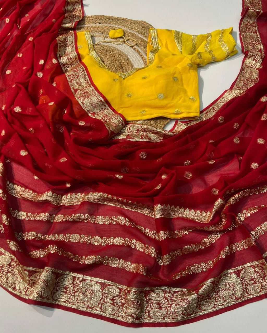 Ynf Viscouse Crushed Georgette RIN104 APE136 Sarees Wedding Collections Teej Sarees Wholesale Party Wear Sarees Georgette Sarees Viscose Saree Manufacturer- Kapda Export