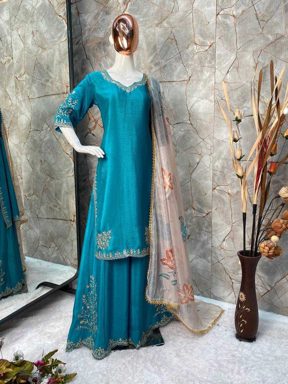 Ynf Chinon RIN141 1872 Suits & Dresses Wholesale Embroidery Suits Designer Suits Fit And Flare Dresses Manufacturer- Kapda Export