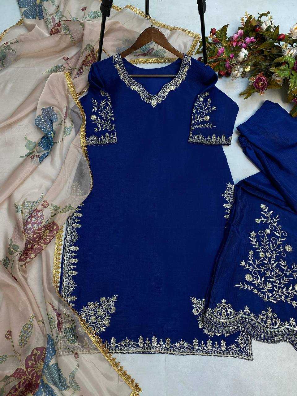 Ynf Chinon RIN141 1872 Suits & Dresses Wholesale Embroidery Suits Designer Suits Fit And Flare Dresses Manufacturer- Kapda Export