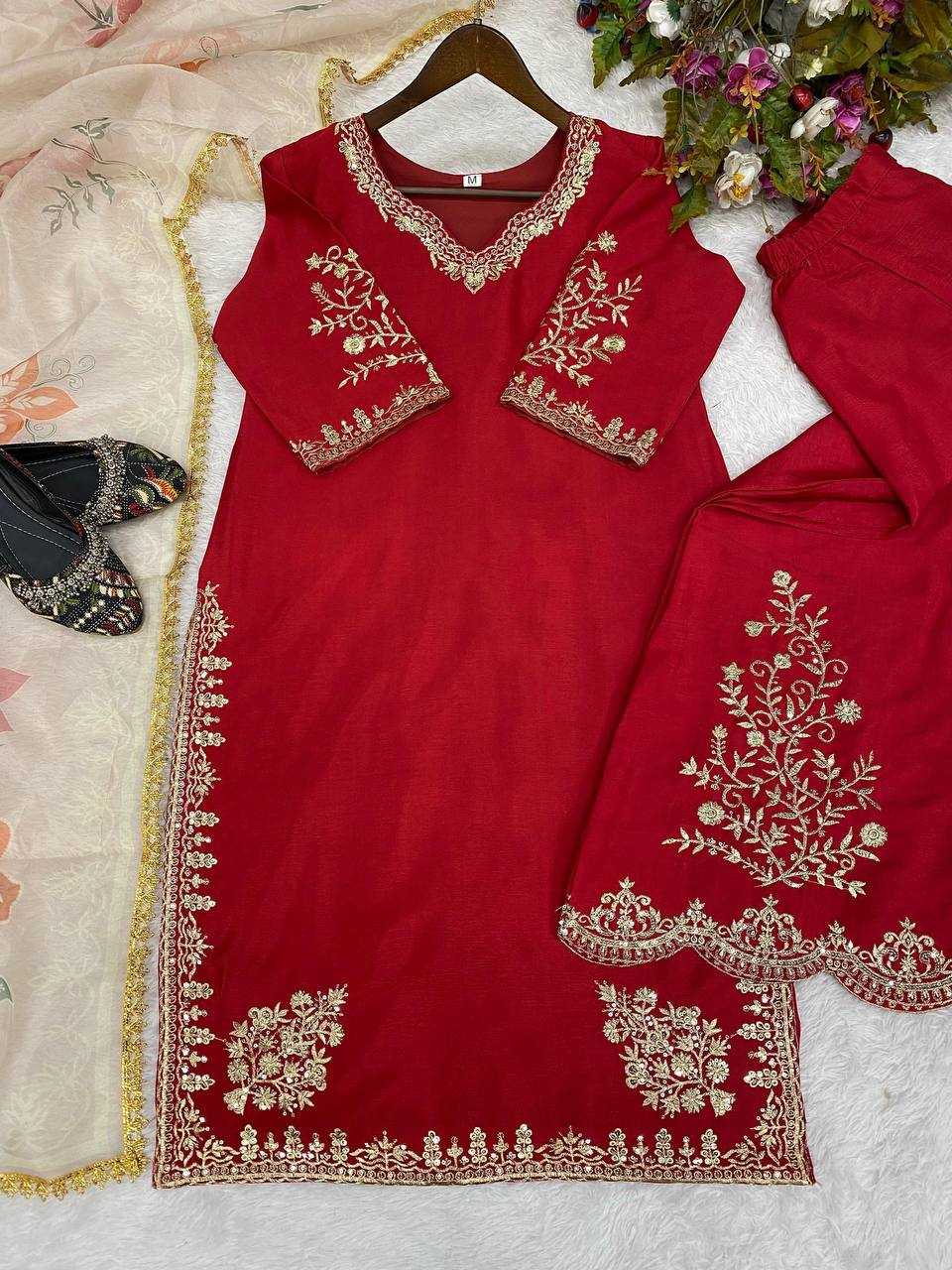 Ynf Chinon RIN141 1872 Suits & Dresses Wholesale Embroidery Suits Designer Suits Fit And Flare Dresses Manufacturer- Kapda Export