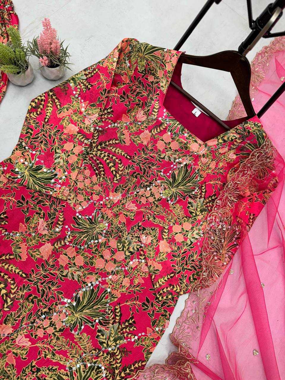 Ynf Chinon RIN141 1915 Suits & Dresses Wholesale Sharara Salwar Suits Embroidered Suits Fit And Flare Dresses Manufacturer- Kapda Export