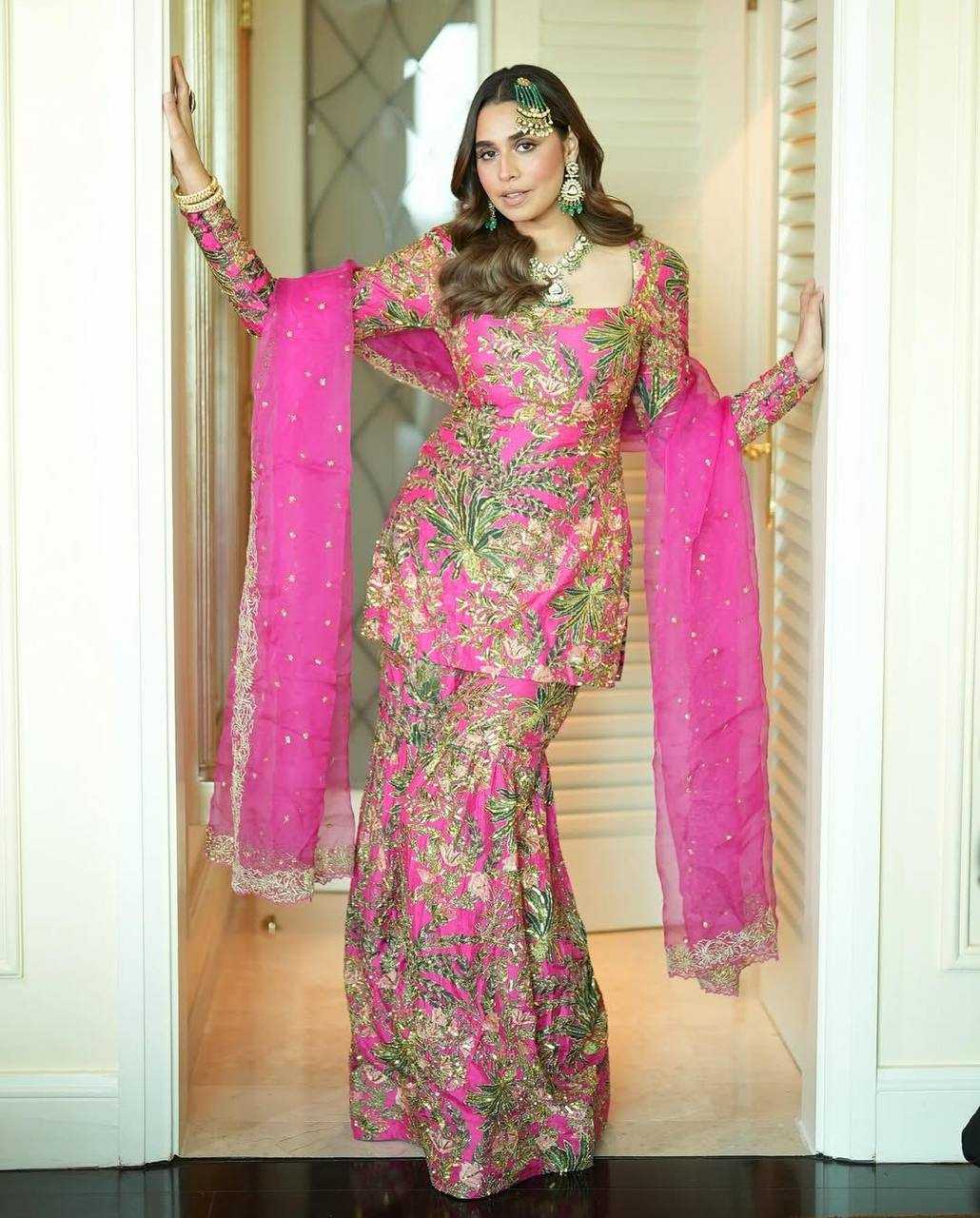 Ynf Chinon RIN141 1915 Suits & Dresses Wholesale Sharara Salwar Suits Embroidered Suits Fit And Flare Dresses Manufacturer- Kapda Export