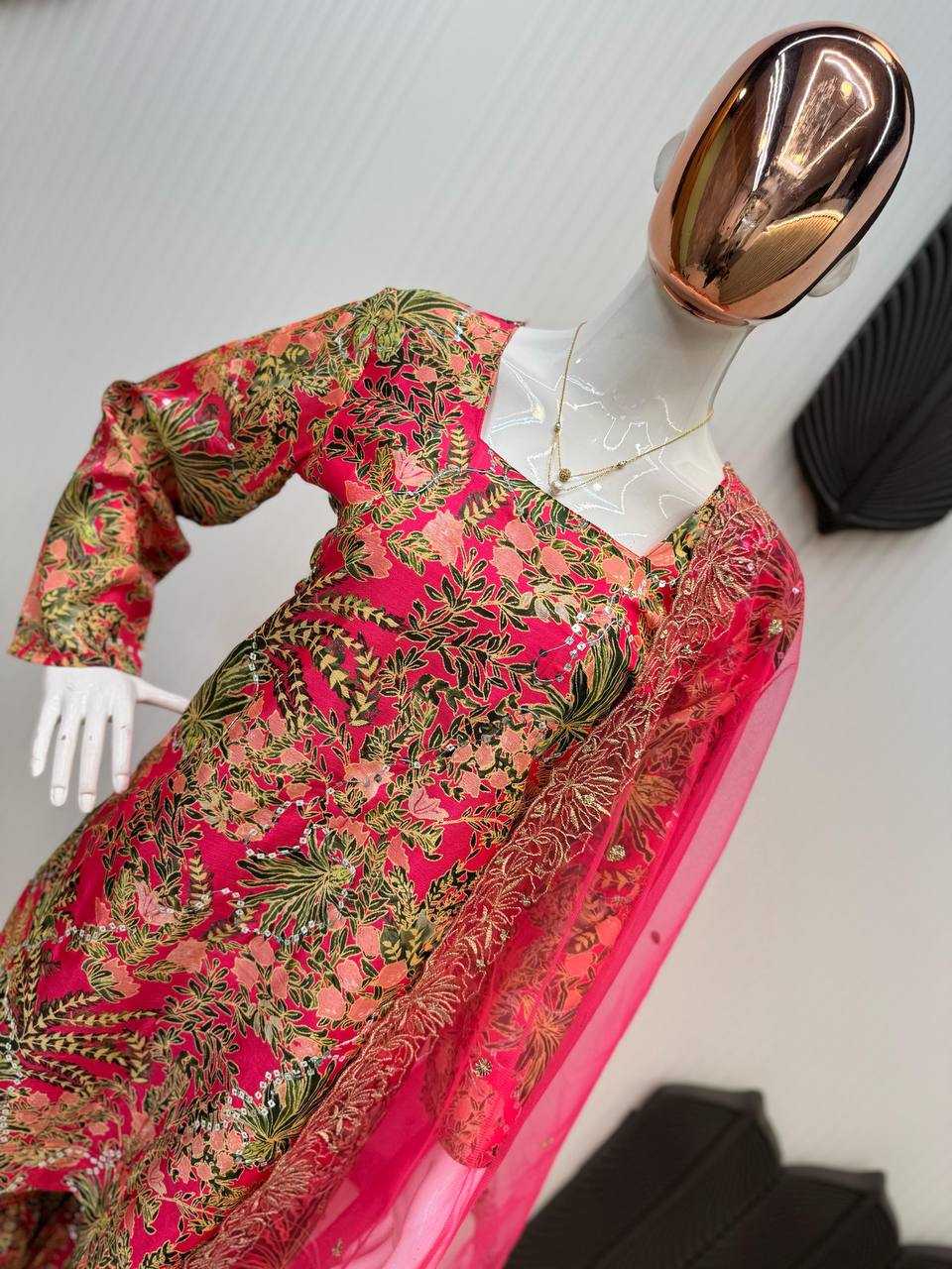 Ynf Chinon RIN141 1915 Suits & Dresses Wholesale Sharara Salwar Suits Embroidered Suits Fit And Flare Dresses Manufacturer- Kapda Export