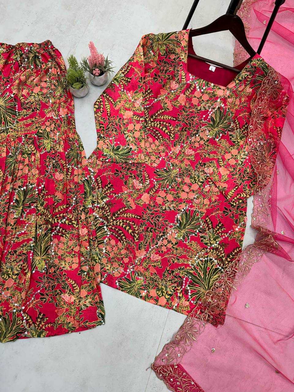 Ynf Chinon RIN141 1915 Suits & Dresses Wholesale Sharara Salwar Suits Embroidered Suits Fit And Flare Dresses Manufacturer- Kapda Export