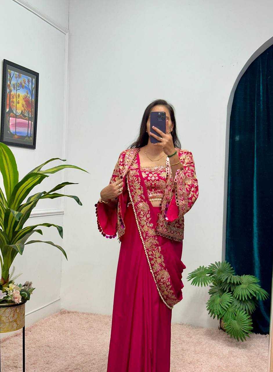 Ynf Chinon RIN215 1074 Sarees Wholesale Ready To Wear Sarees Embroidered Sarees Saree with Belt Manufacturer- Kapda Export