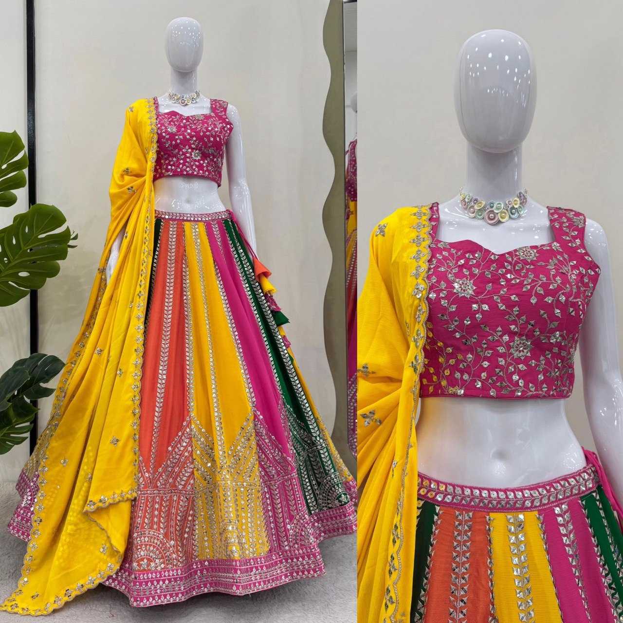 Ynf Chinon Silk RIN162 QRC-322 Lehengas Wedding Collections Wholesale Silk Lehenga Heavy Lehenga Pre-Wedding Photoshoot Outfits Manufacturer- Kapda Export