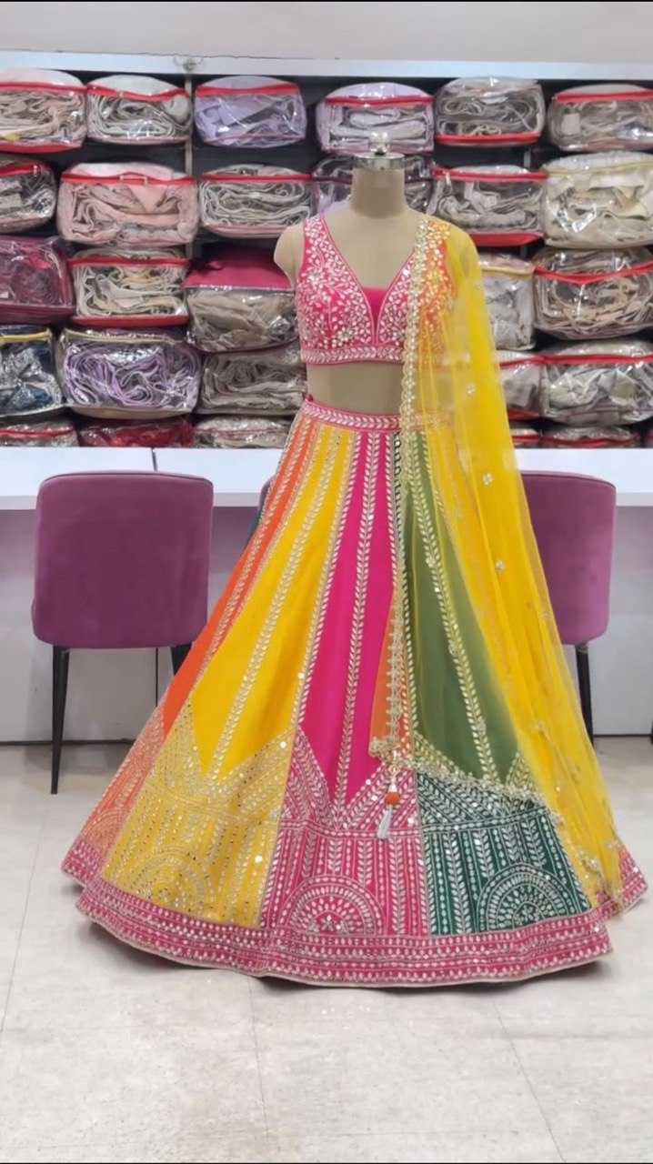 Ynf Chinon Silk RIN162 QRC-322 Lehengas Wedding Collections Wholesale Silk Lehenga Heavy Lehenga Pre-Wedding Photoshoot Outfits Manufacturer- Kapda Export