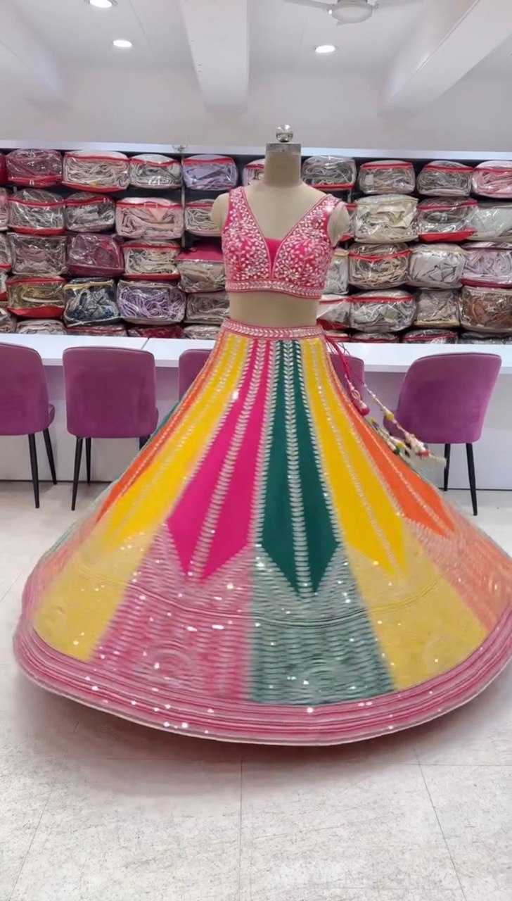 Ynf Chinon Silk RIN162 QRC-322 Lehengas Wedding Collections Wholesale Silk Lehenga Heavy Lehenga Pre-Wedding Photoshoot Outfits Manufacturer- Kapda Export