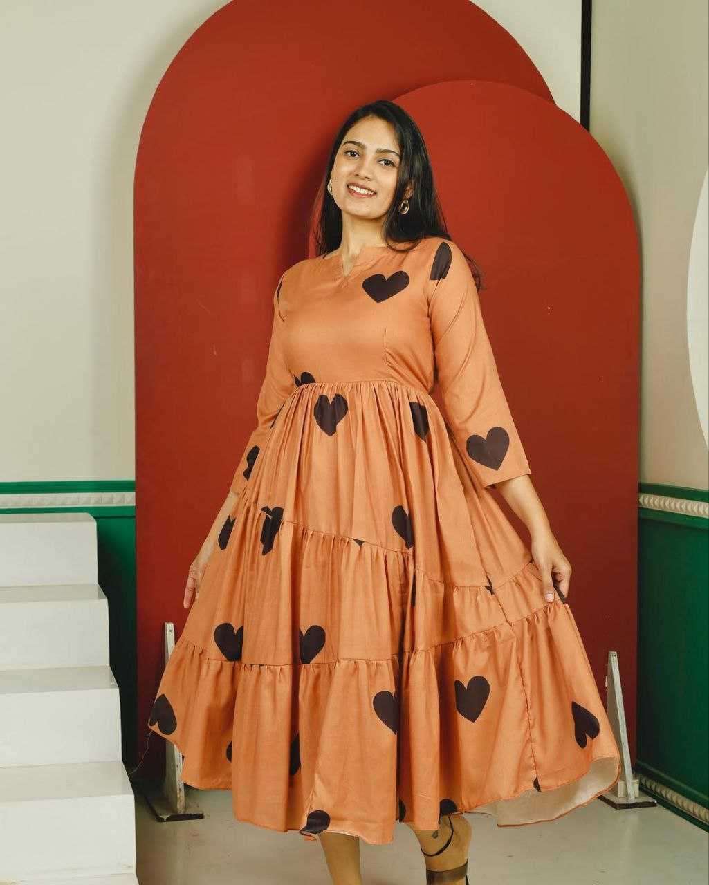 Ynf Cotton RIN218 1044 Kurti Western Wears Wholesale Flared Kurtis Indo-Western Kurtis Ruffle Kurtis Manufacturer- Kapda Export