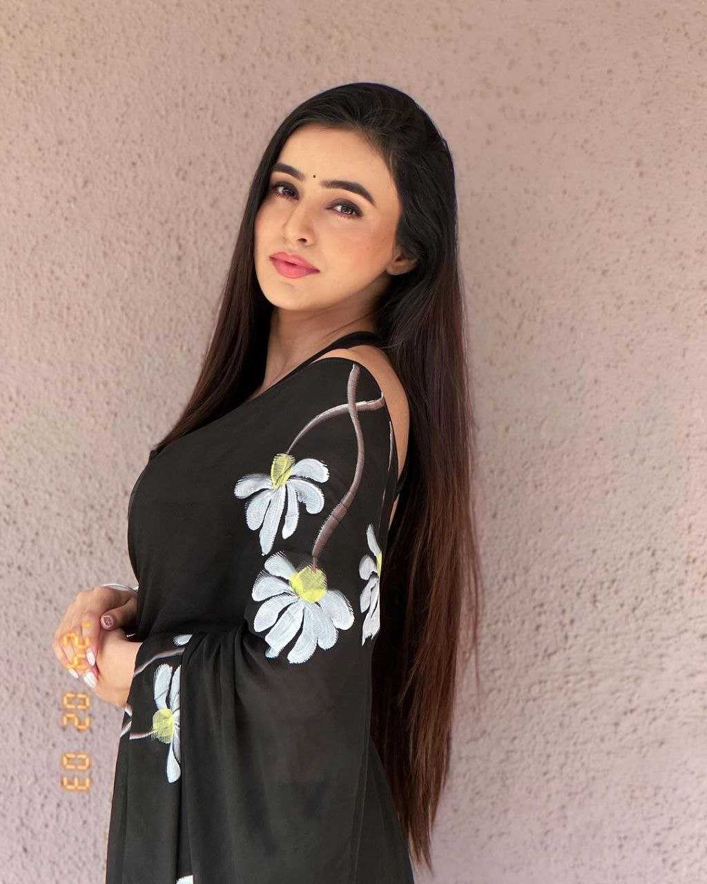 Ynf Faux Georgette RIN214 058 Sarees Wholesale Georgette Sarees Lightweight Sarees Hand-Painted Sarees Manufacturer- Kapda Export