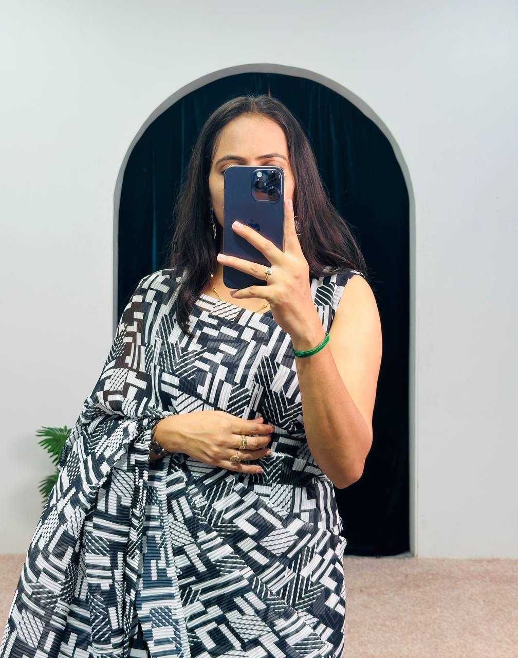 Ynf Faux Georgette RIN215 1051 Sarees Wholesale Plain Sarees Saree Gown Printed Georgette Saree Manufacturer- Kapda Export