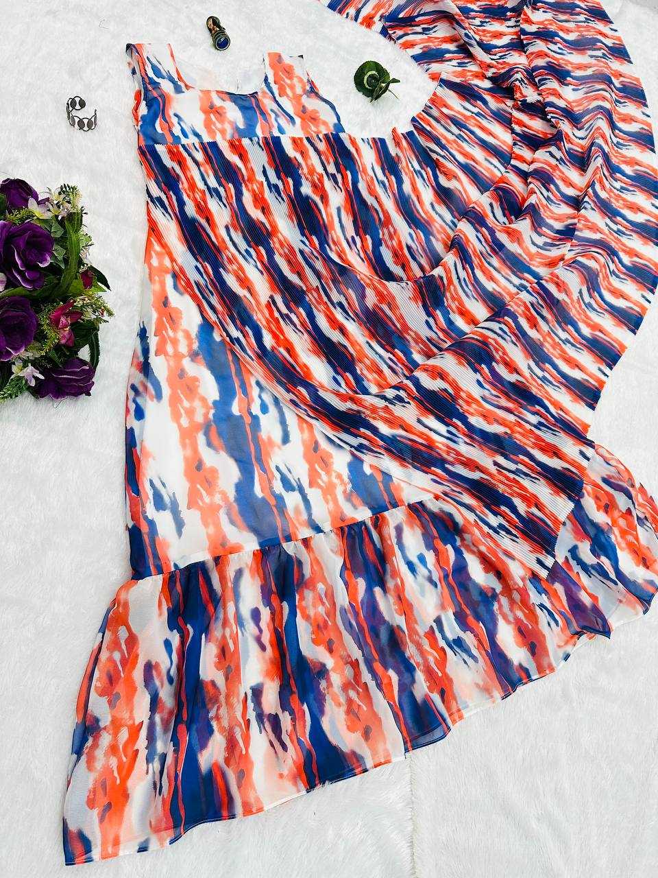 Ynf Faux Georgette RIN215 1051 Sarees Wholesale Plain Sarees Saree Gown Printed Georgette Saree Manufacturer- Kapda Export