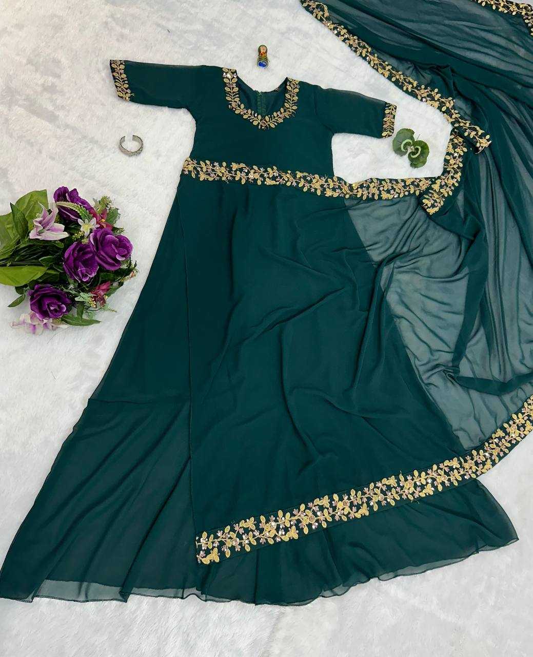 Ynf Faux Georgette RIN215 1055 Sarees Wholesale Embroidered Sarees Heavy Work Sarees Saree Gown Manufacturer- Kapda Export
