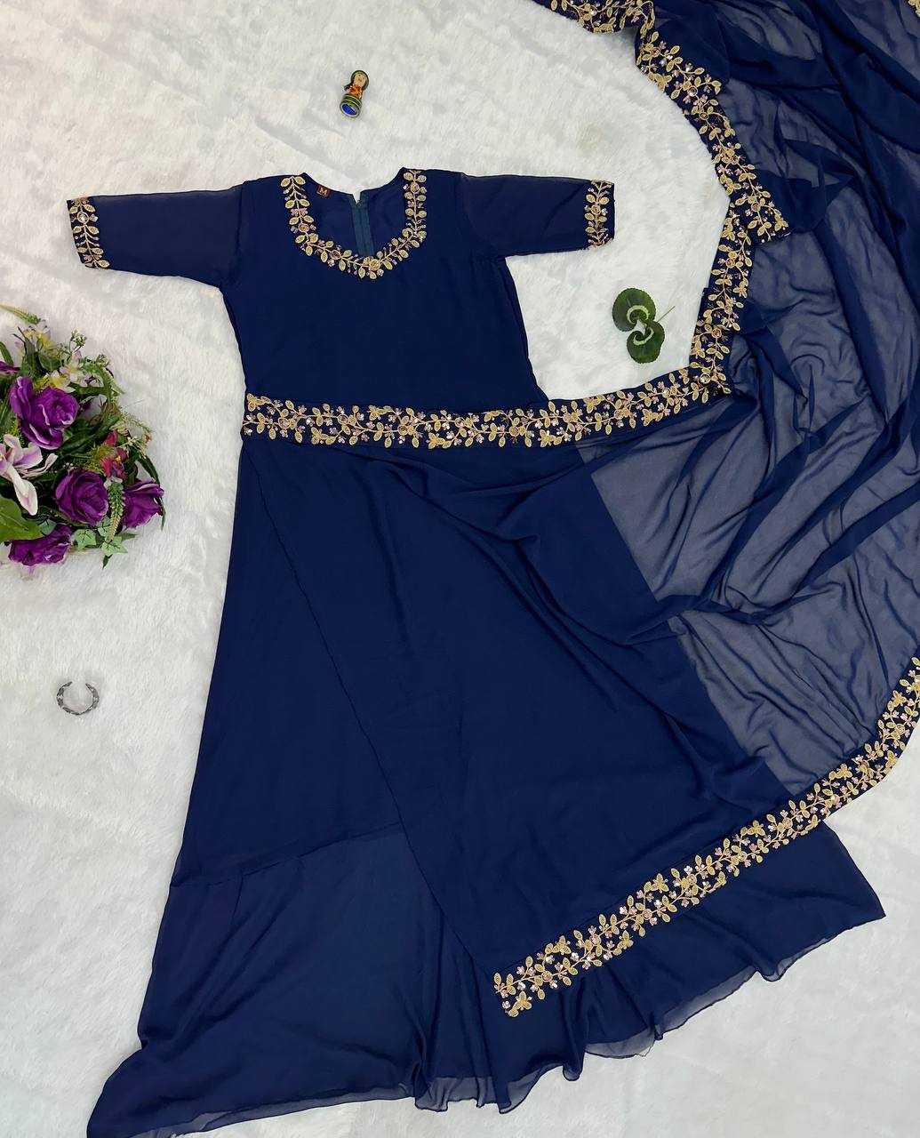 Ynf Faux Georgette RIN215 1055 Sarees Wholesale Embroidered Sarees Heavy Work Sarees Saree Gown Manufacturer- Kapda Export