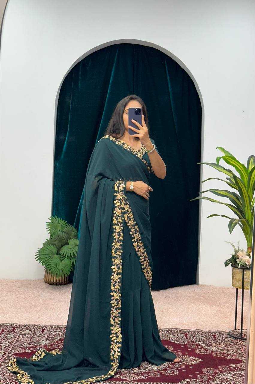 Ynf Faux Georgette RIN215 1055 Sarees Wholesale Embroidered Sarees Heavy Work Sarees Saree Gown Manufacturer- Kapda Export