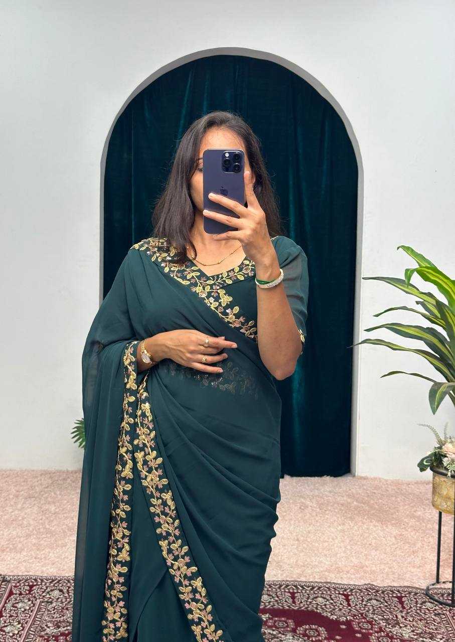 Ynf Faux Georgette RIN215 1055 Sarees Wholesale Embroidered Sarees Heavy Work Sarees Saree Gown Manufacturer- Kapda Export