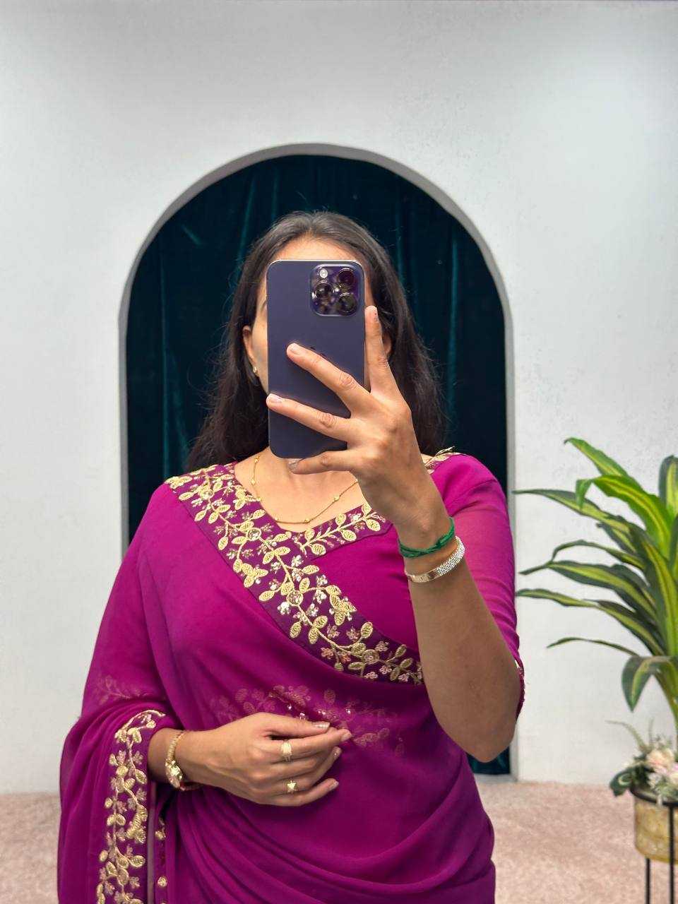 Ynf Faux Georgette RIN215 1055 Sarees Wholesale Embroidered Sarees Heavy Work Sarees Saree Gown Manufacturer- Kapda Export