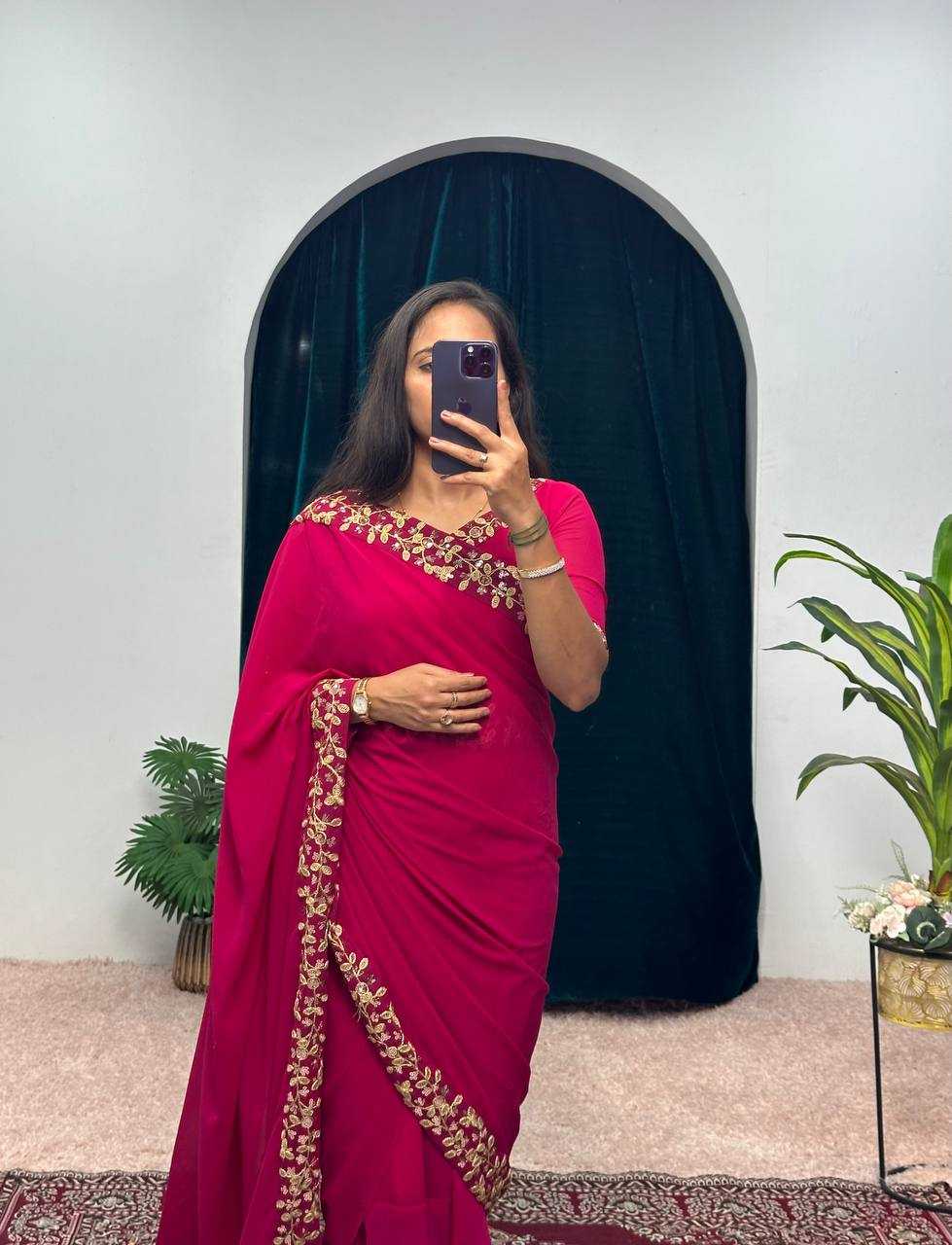 Ynf Faux Georgette RIN215 1055 Sarees Wholesale Embroidered Sarees Heavy Work Sarees Saree Gown Manufacturer- Kapda Export