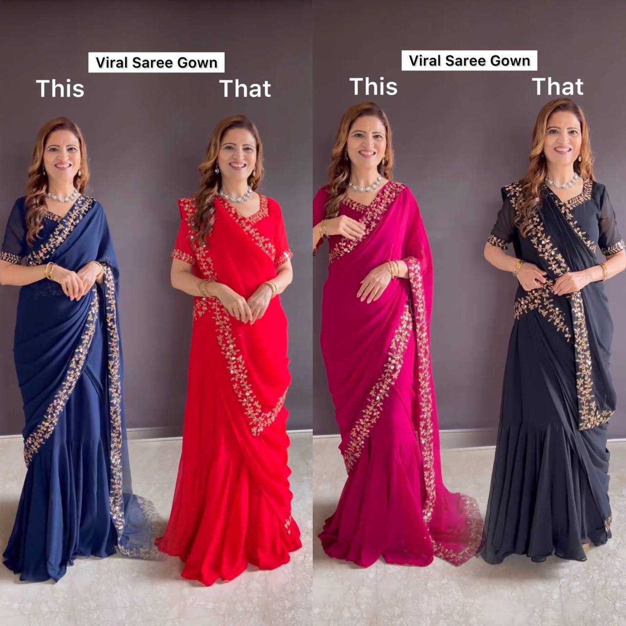 Ynf Faux Georgette RIN215 1055 Sarees Wholesale Embroidered Sarees Heavy Work Sarees Saree Gown Manufacturer- Kapda Export