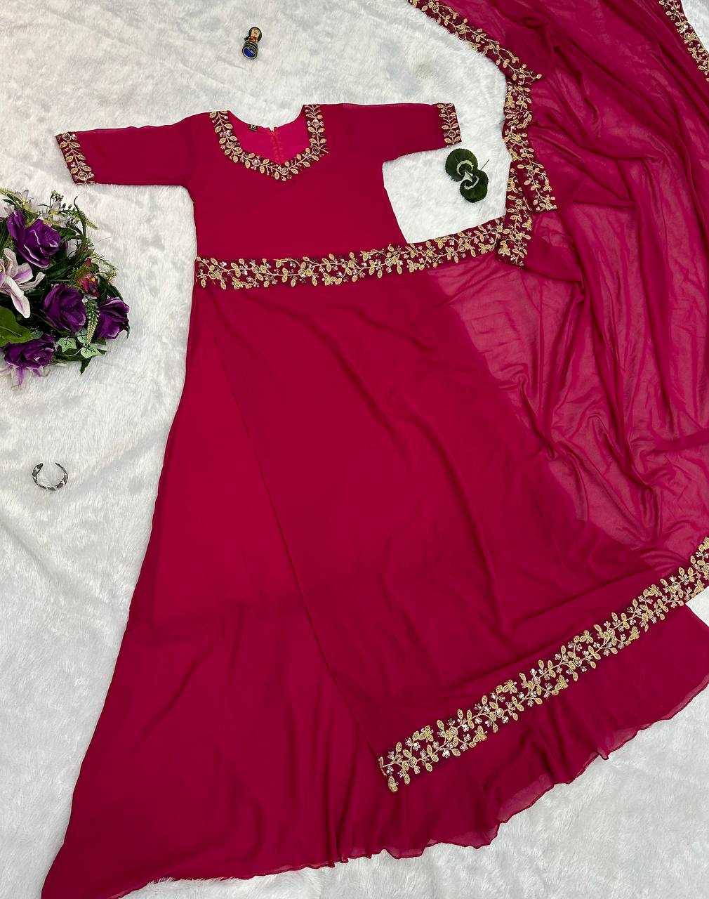 Ynf Faux Georgette RIN215 1055 Sarees Wholesale Embroidered Sarees Heavy Work Sarees Saree Gown Manufacturer- Kapda Export