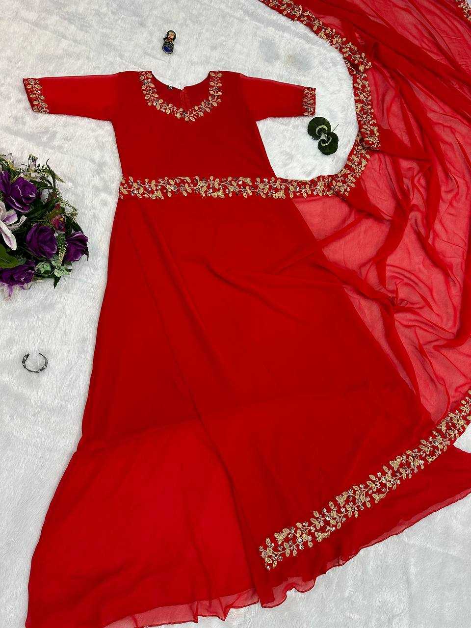 Ynf Faux Georgette RIN215 1055 Sarees Wholesale Embroidered Sarees Heavy Work Sarees Saree Gown Manufacturer- Kapda Export