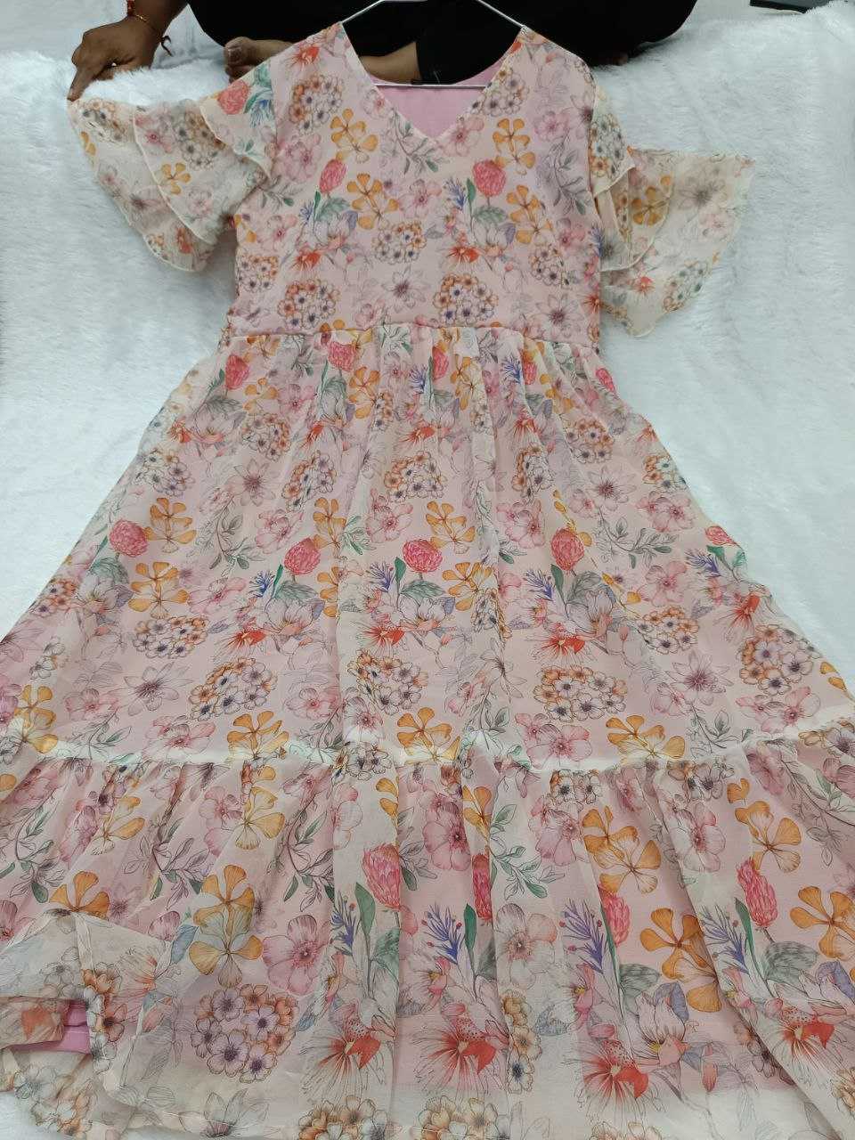 Ynf Faux Georgette RIN218 1022 Kurti Wholesale Printed Kurtis Georgette Kurti Ruffle Kurtis Manufacturer- Kapda Export