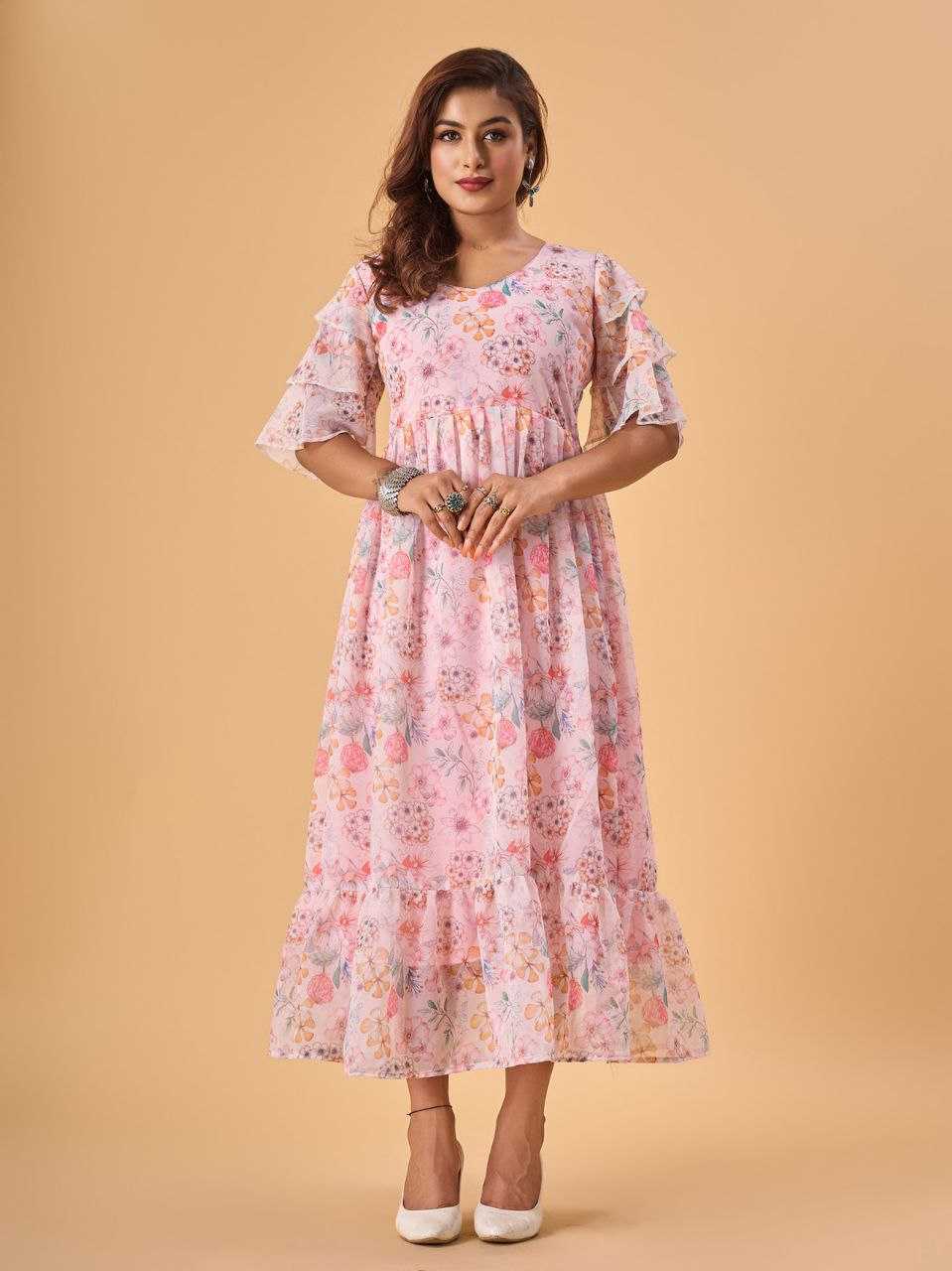 Ynf Faux Georgette RIN218 1022 Kurti Wholesale Printed Kurtis Georgette Kurti Ruffle Kurtis Manufacturer- Kapda Export