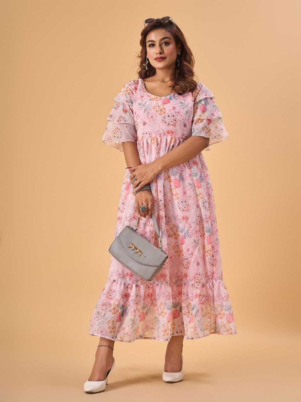 Ynf Faux Georgette RIN218 1022 Kurti Wholesale Printed Kurtis Georgette Kurti Ruffle Kurtis Manufacturer- Kapda Export