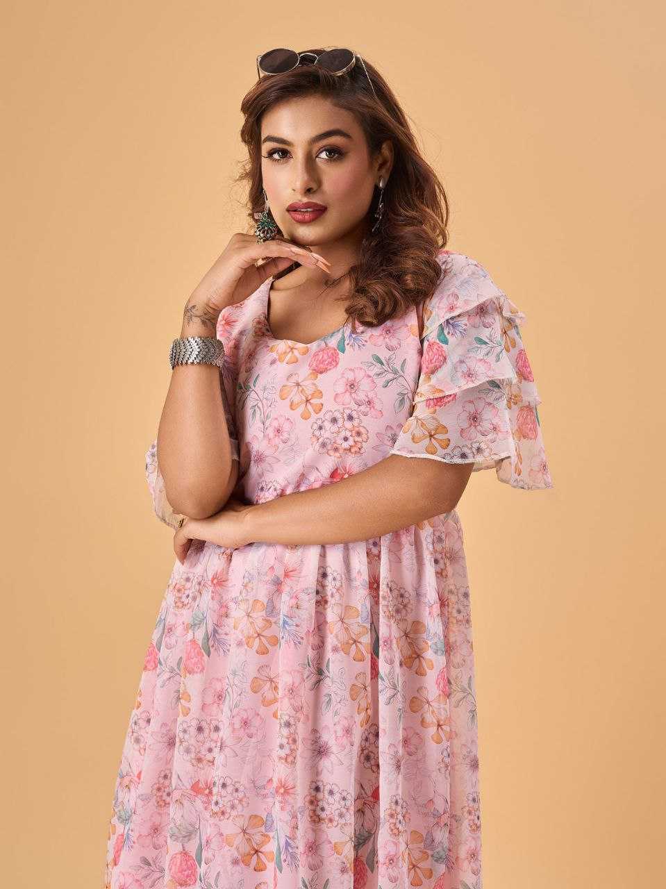 Ynf Faux Georgette RIN218 1022 Kurti Wholesale Printed Kurtis Georgette Kurti Ruffle Kurtis Manufacturer- Kapda Export