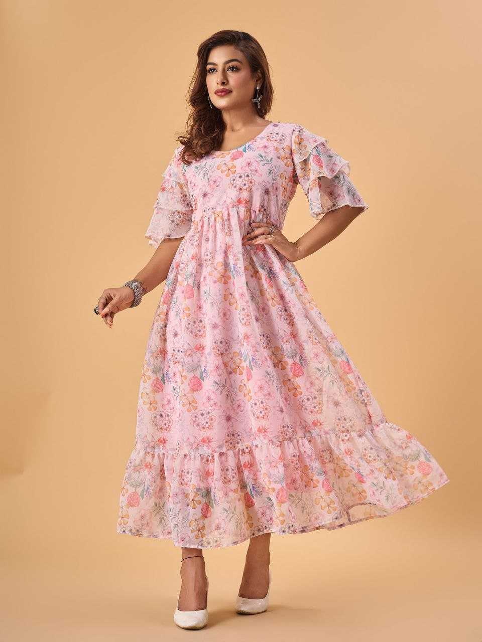 Ynf Faux Georgette RIN218 1022 Kurti Wholesale Printed Kurtis Georgette Kurti Ruffle Kurtis Manufacturer- Kapda Export