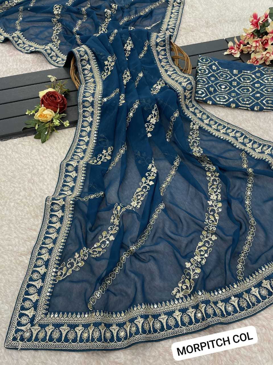 Ynf Georgette RIN205 781 Sarees Wedding Collections Festive Collections Wholesale Georgette Sarees Engagement Outfits Ram Navami Collections Manufacturer- Kapda Export