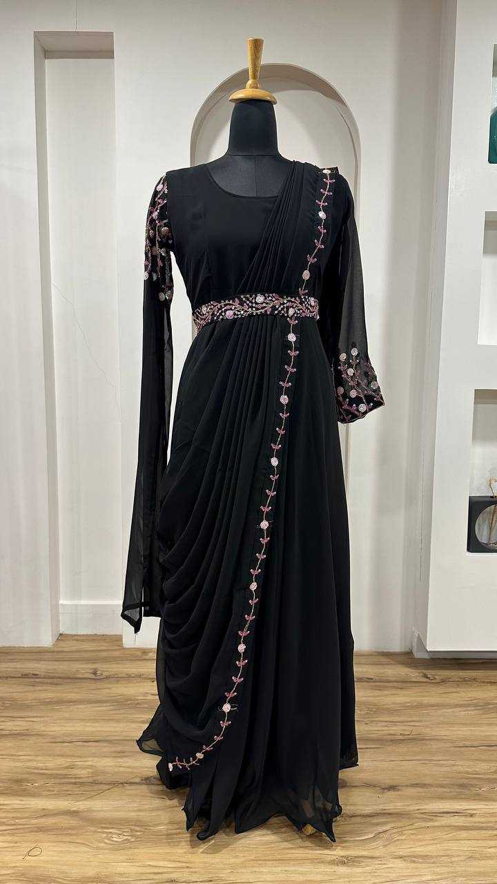 Ynf Georgette RIN213 HM1094 Gowns Wholesale Georgette Gown Indo-Western Gowns Sequin Gowns Manufacturer- Kapda Export