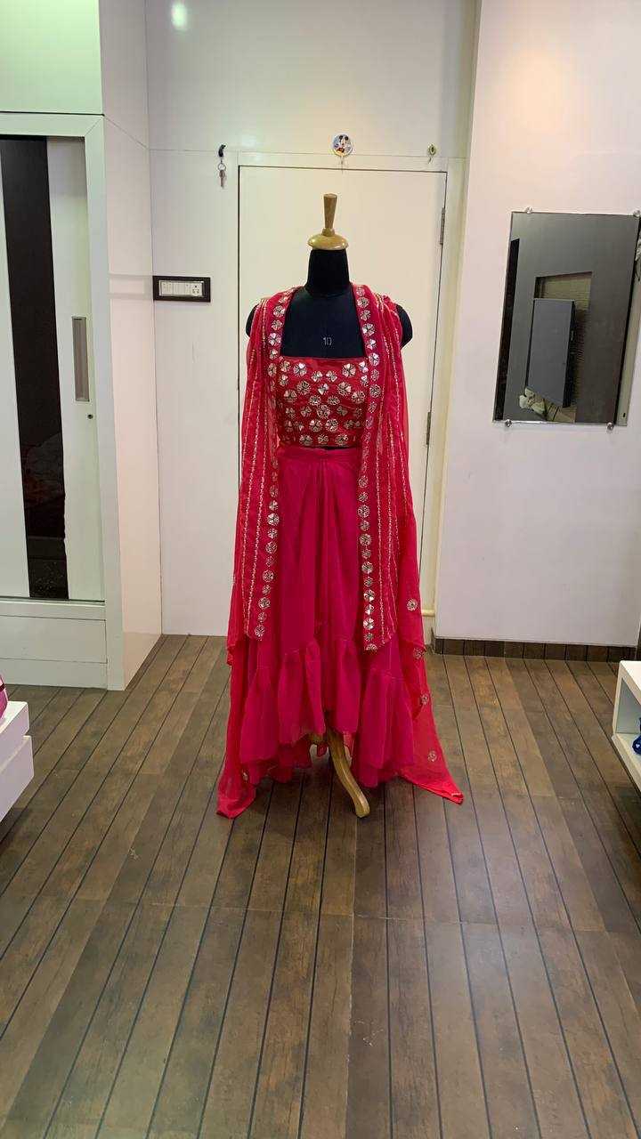 Ynf Georgette RIN213 L192 Lehengas Western Wears Wedding Collections Wholesale Indo-Western Lehenga Ruffle Lehenga Crop Top lehenga Manufacturer- Kapda Export