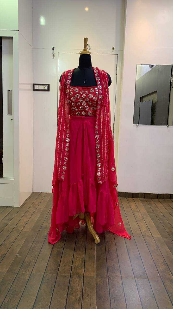 Ynf Georgette RIN213 L192 Lehengas Western Wears Wedding Collections Wholesale Indo-Western Lehenga Ruffle Lehenga Crop Top lehenga Manufacturer- Kapda Export