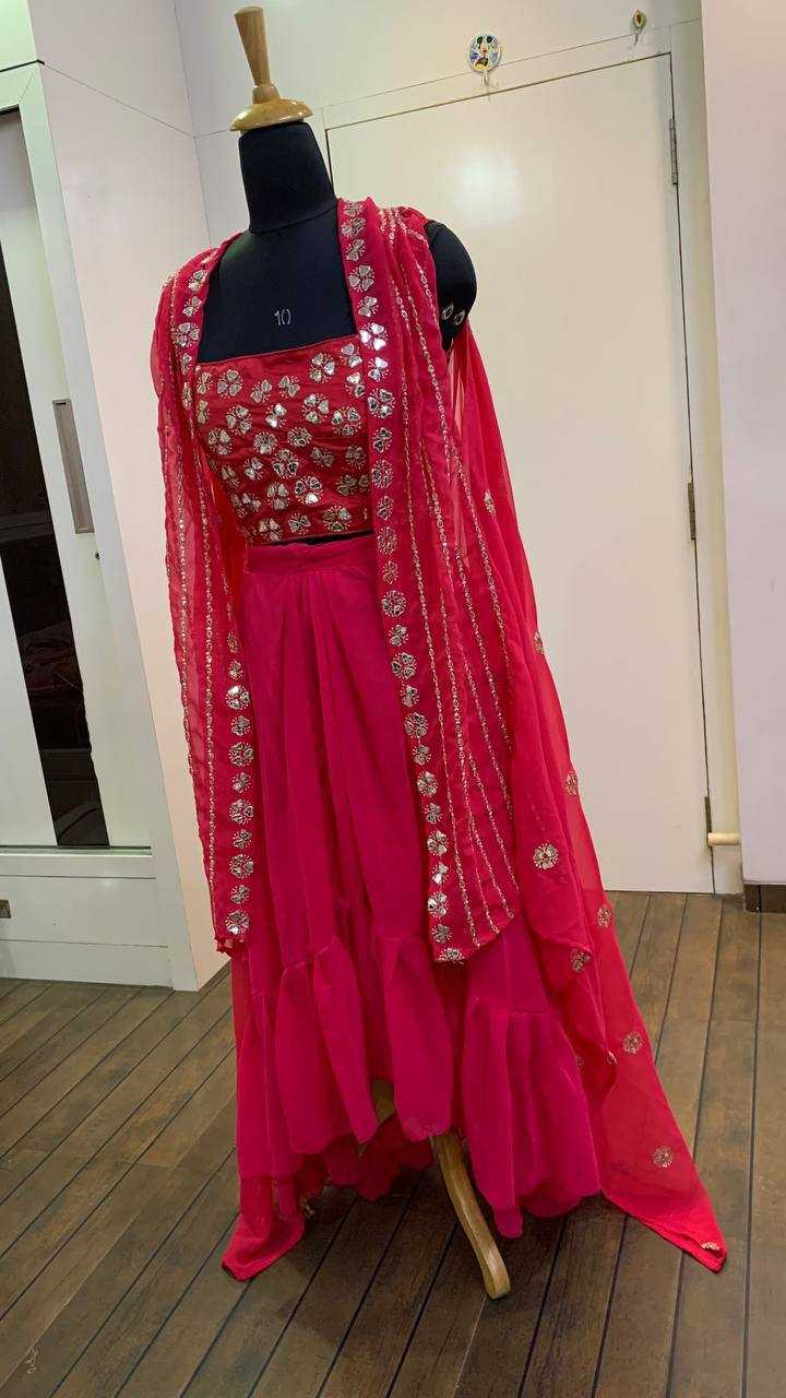 Ynf Georgette RIN213 L192 Lehengas Western Wears Wedding Collections Wholesale Indo-Western Lehenga Ruffle Lehenga Crop Top lehenga Manufacturer- Kapda Export