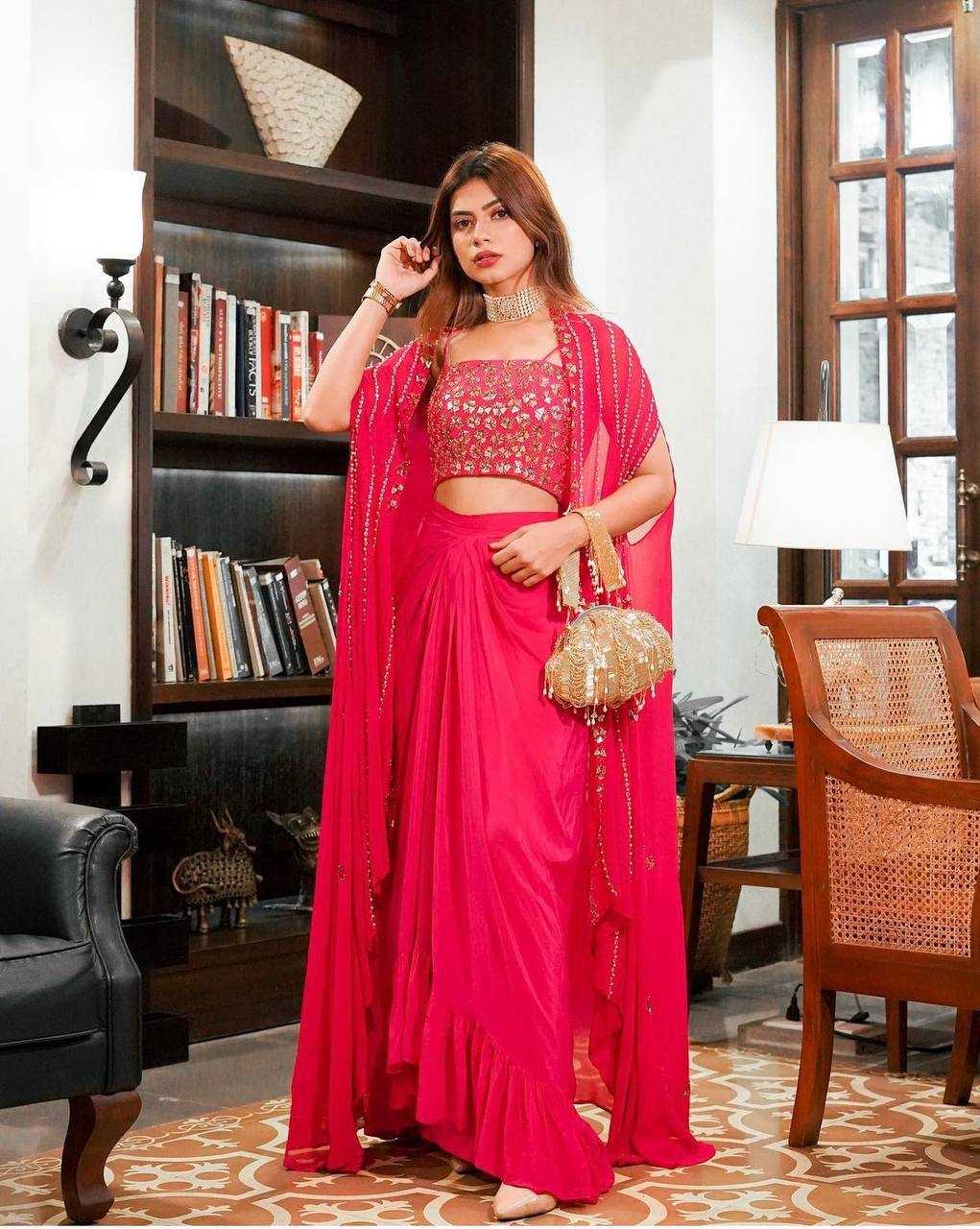 Ynf Georgette RIN213 L192 Lehengas Western Wears Wedding Collections Wholesale Indo-Western Lehenga Ruffle Lehenga Crop Top lehenga Manufacturer- Kapda Export