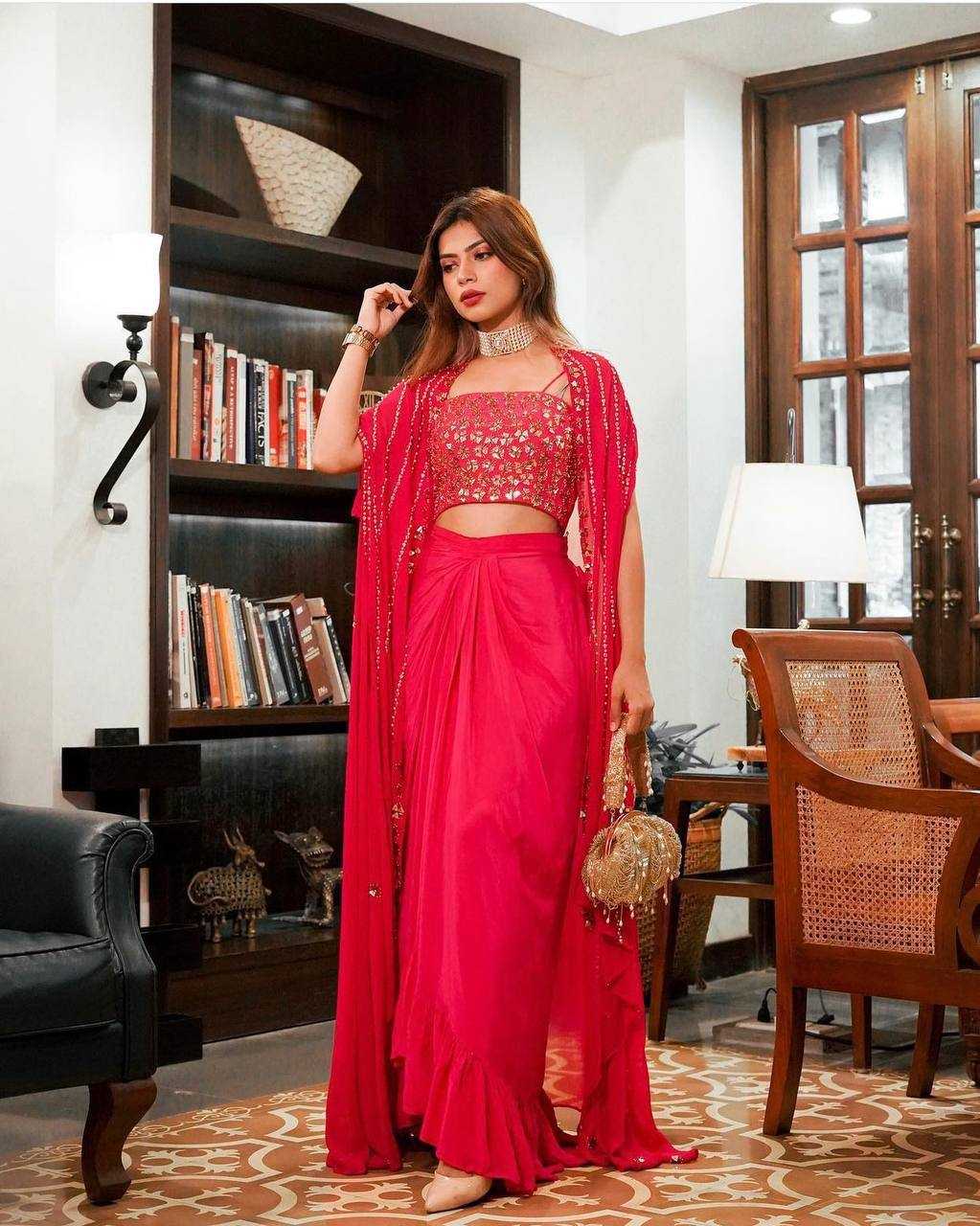 Ynf Georgette RIN213 L192 Lehengas Western Wears Wedding Collections Wholesale Indo-Western Lehenga Ruffle Lehenga Crop Top lehenga Manufacturer- Kapda Export