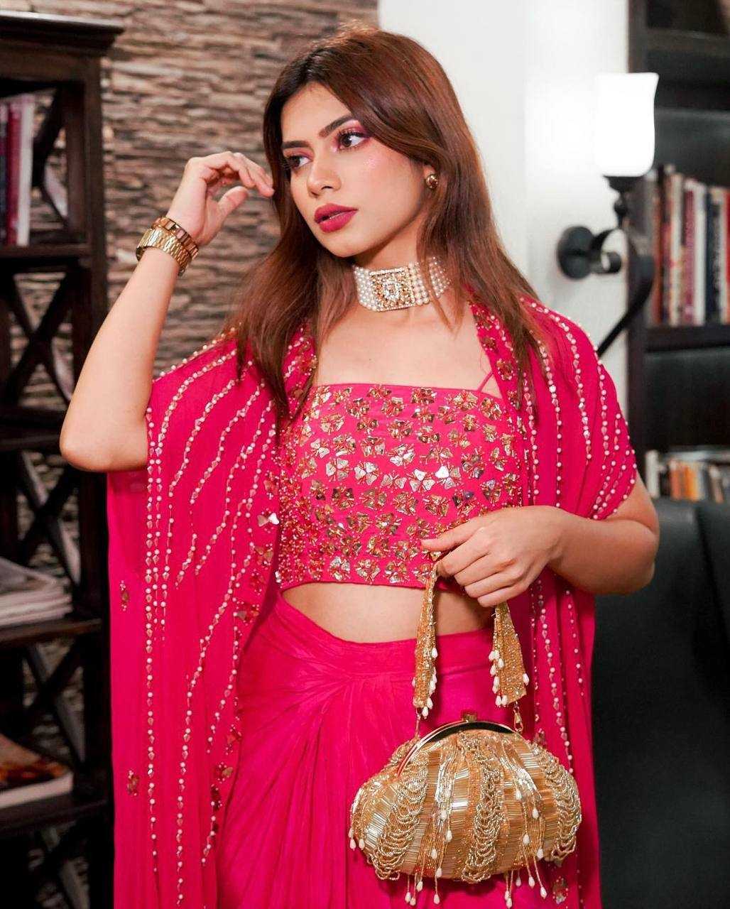 Ynf Georgette RIN213 L192 Lehengas Western Wears Wedding Collections Wholesale Indo-Western Lehenga Ruffle Lehenga Crop Top lehenga Manufacturer- Kapda Export